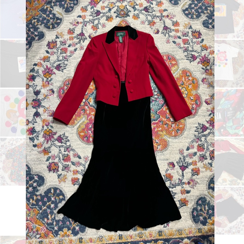 Vintage Ralph Lauren Highland Riding Red Jacket And Skirt Blazer 4